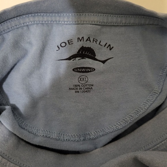 Joe Marlin's ,SaltyWater Shack , Marlin's Logo, Blue Tee Shirt Men's Size XXL - Picture 7 of 9